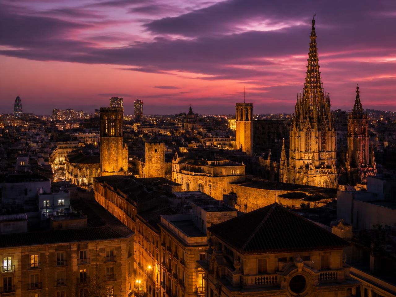 Barcelona at dusk
